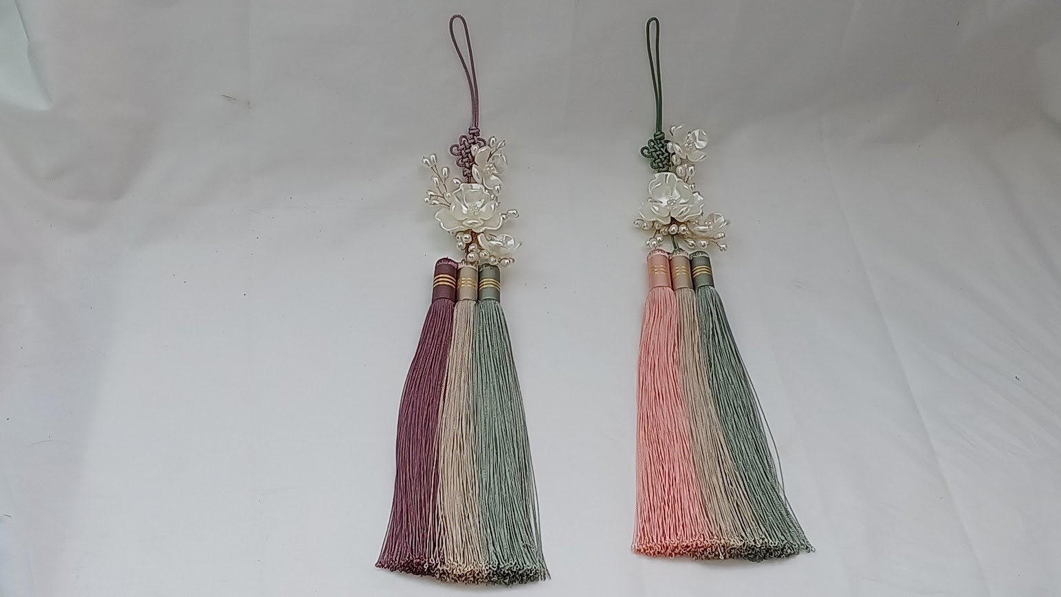 Korean Traditional Norigae Tassel Set – Pink & Purple Hanbok Accessories, 34 cm
