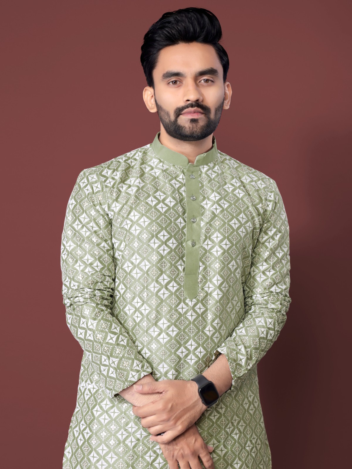 Men’s Cotton Rayon Kurta Pajama Set Indian Traditional Outfit For Wedding Party