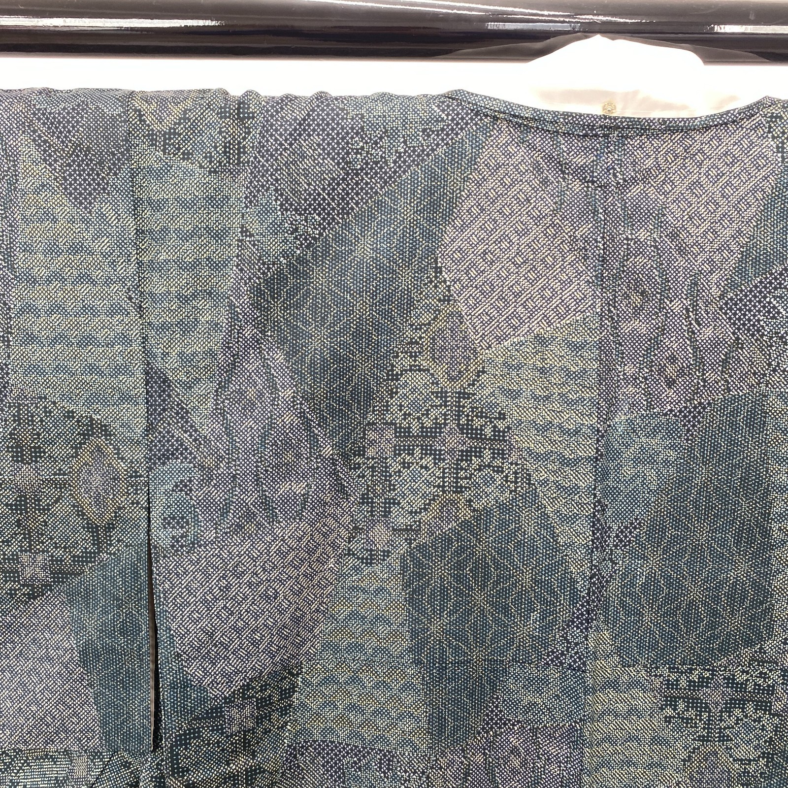 Japanese Vintage Kimono Silk Blue Tumugi Traditional Authentic Length 60 in