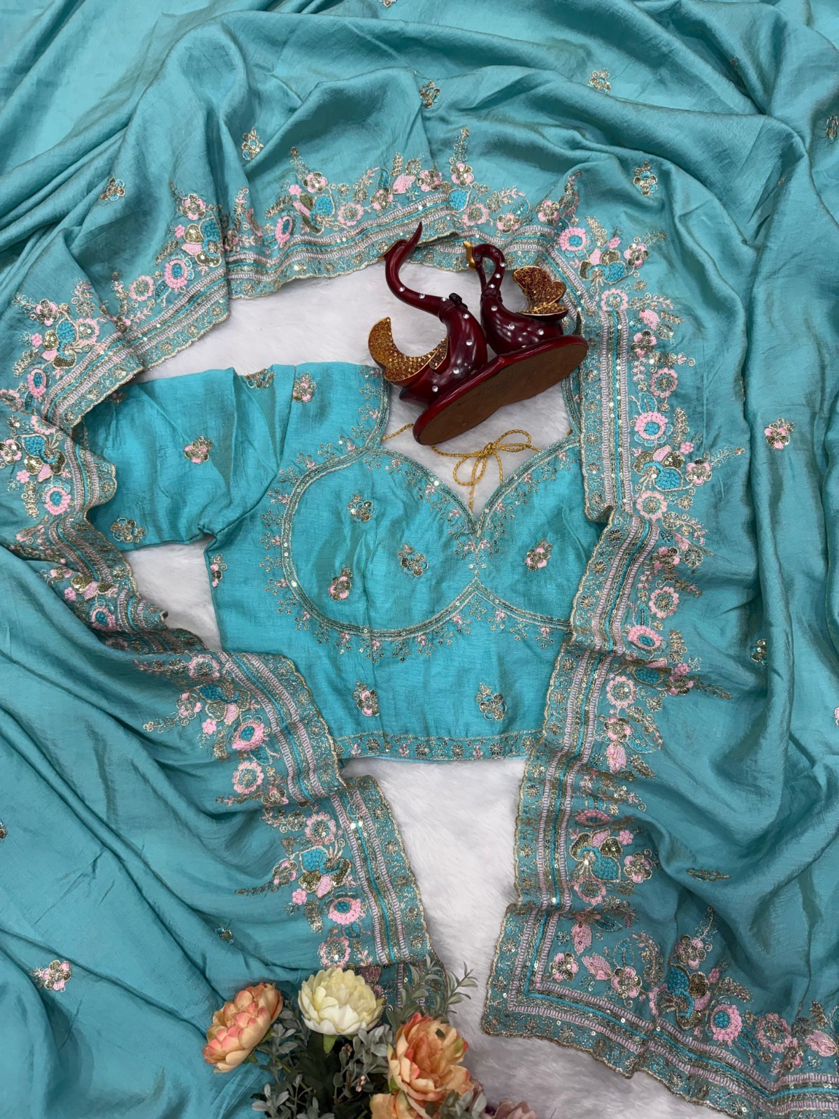Bridal Silk Sari Blouse Designer Pakistani Ethnic Bollywood Indian Wedding Saree