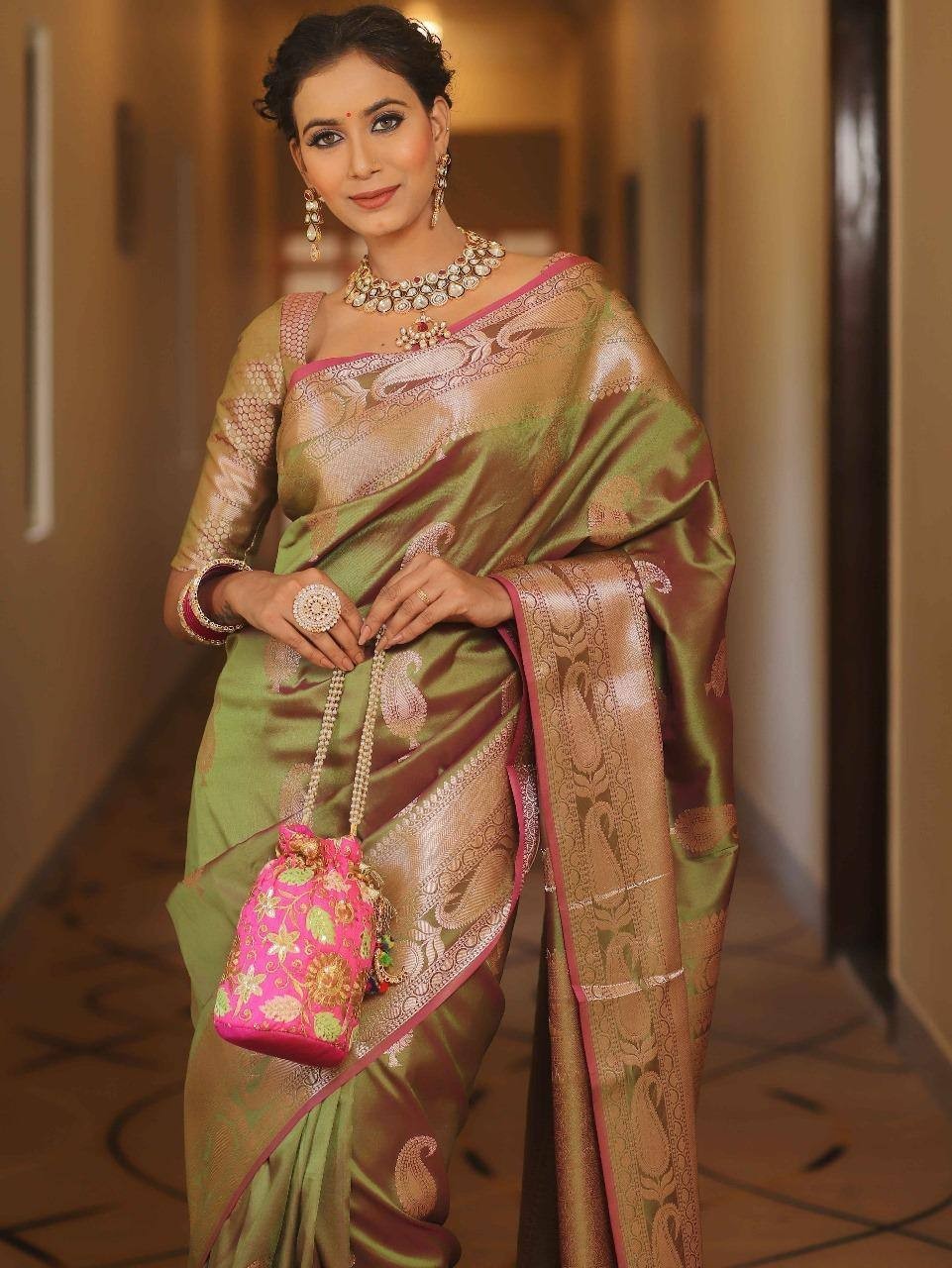Women Pure Soft Designer Banarasi Saree Handloom Party Wedding Festive Bollywood