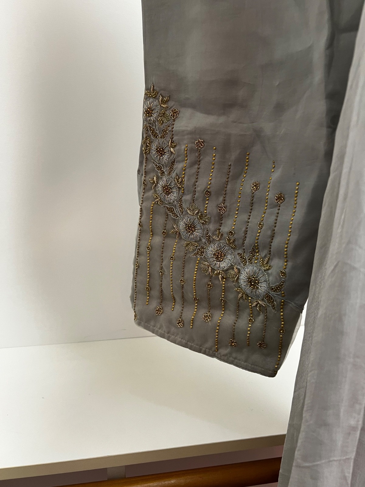 Indian Dress light gray/silver color embellished neckline
