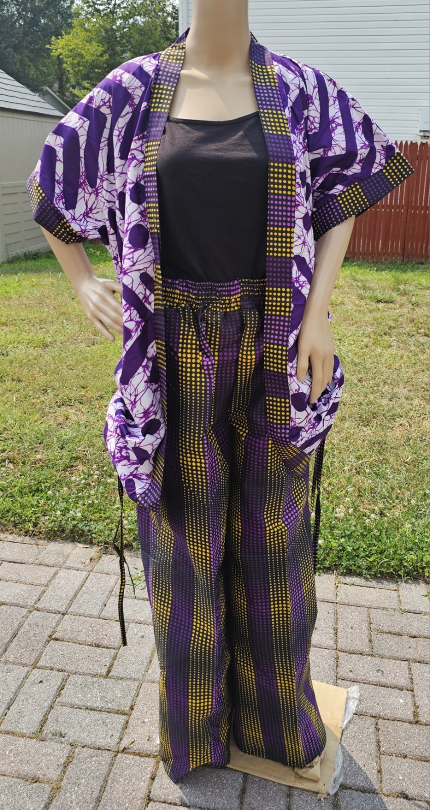 African Print 2 Piece Kimono with Long Pants