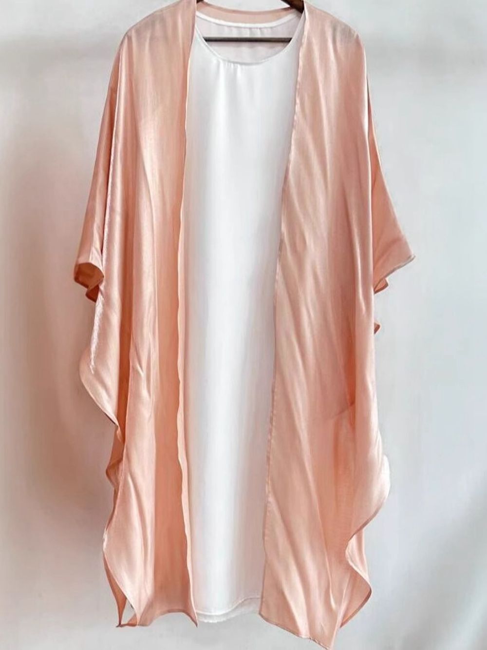 Muslim Women Kids Girls Batwing Sleeve Open Kaftan Kimono With Inner Dress 2pcs
