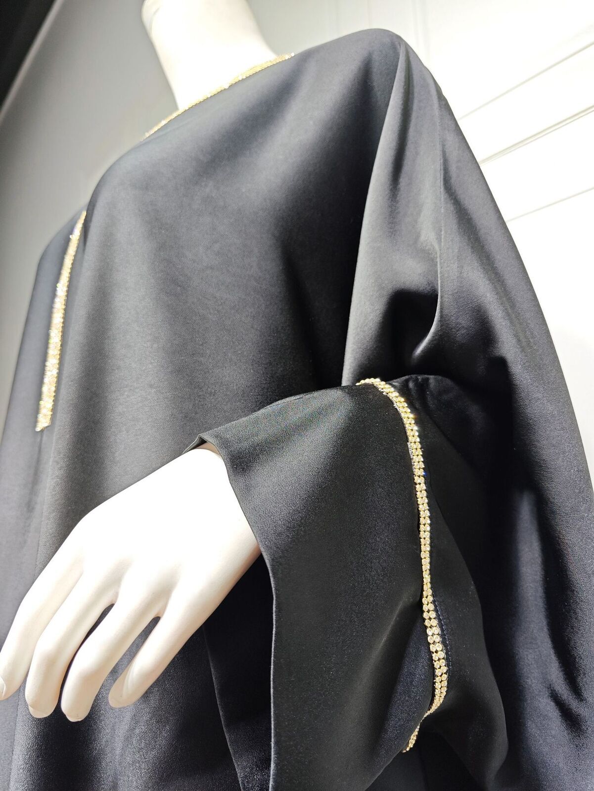 Versatile Dress Bat Sleeves Rhinestones Inlaid Fashion Women Arab Robe Abaya