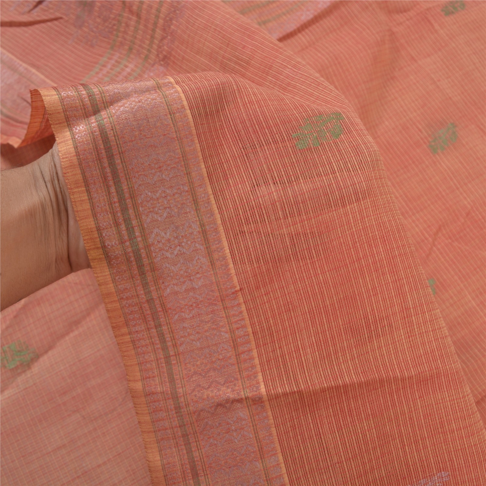 Sanskriti Vintage Sari Pure Cotton Hand Embroidered Woven Kota Sarees Fabric