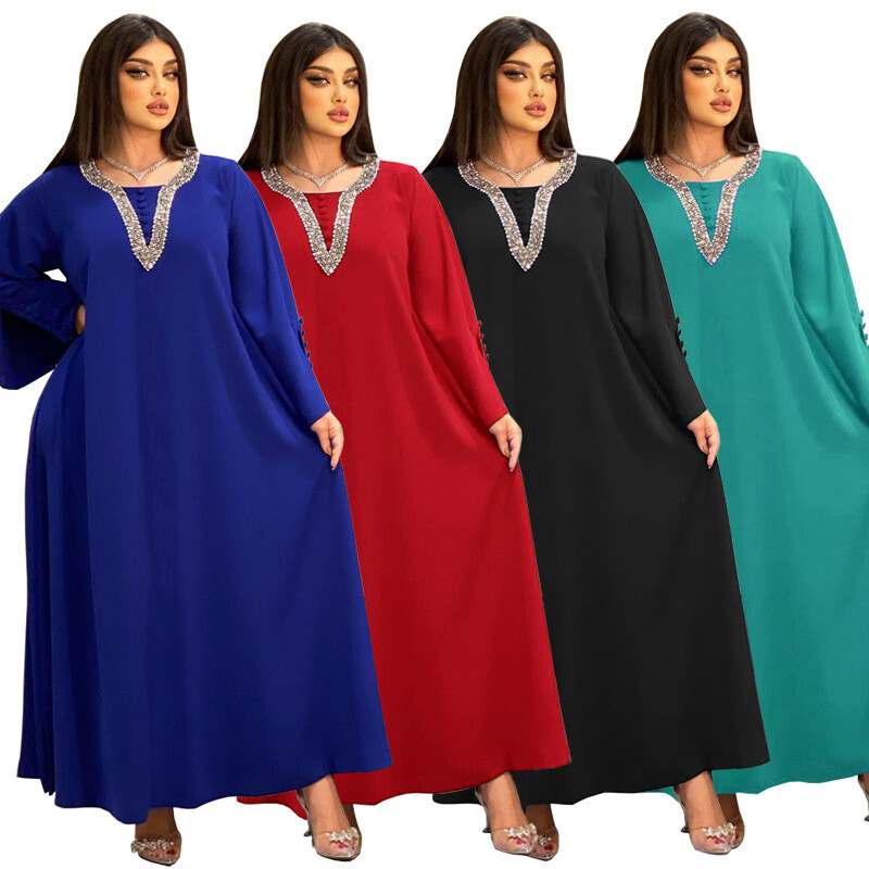 Muslim Islamic Women Long Dress Dubai Party Abaya Gown Turkey Kaftan Ethnic Robe
