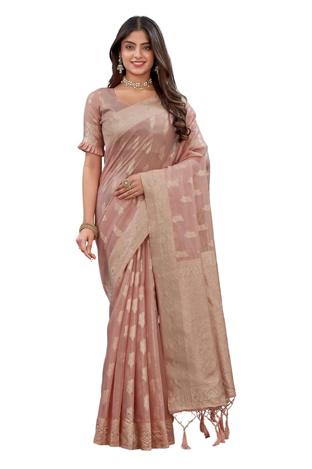 Women’s Handloom Pure Kora Silk Banarasi Organza Jacquard Saree