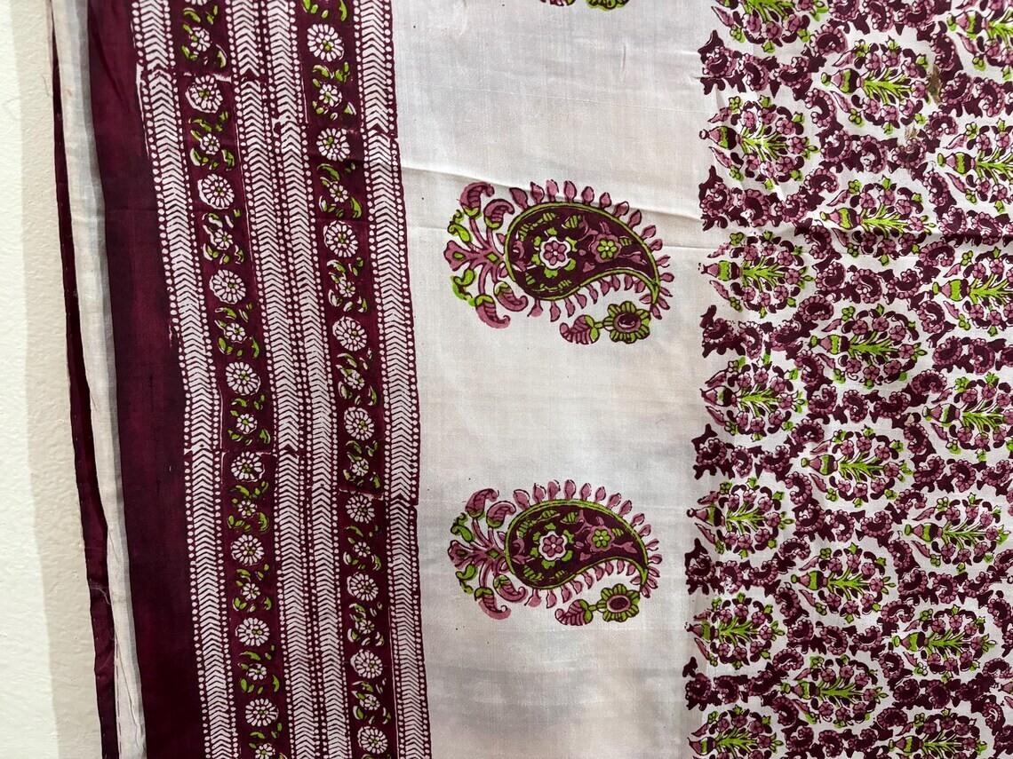 Printed Silk Sari for Sewing Project, Saree Wrap, Lampshade Making Fabric SS1430