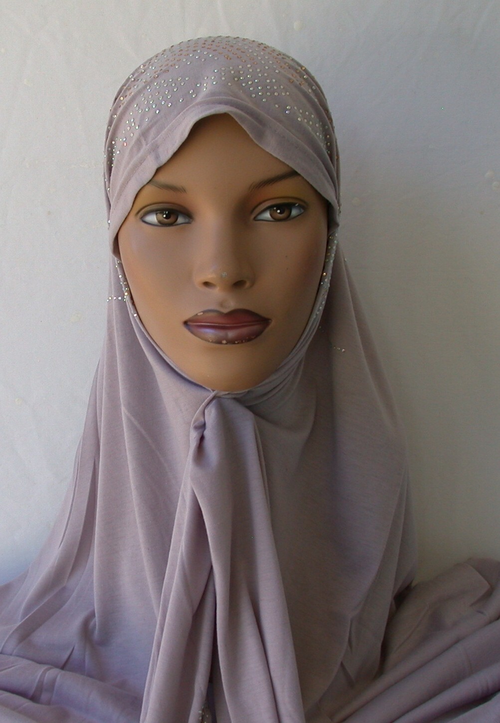 GREY Fashion Rhinestones Jersey Scarves 28 x 70 inch Hijab