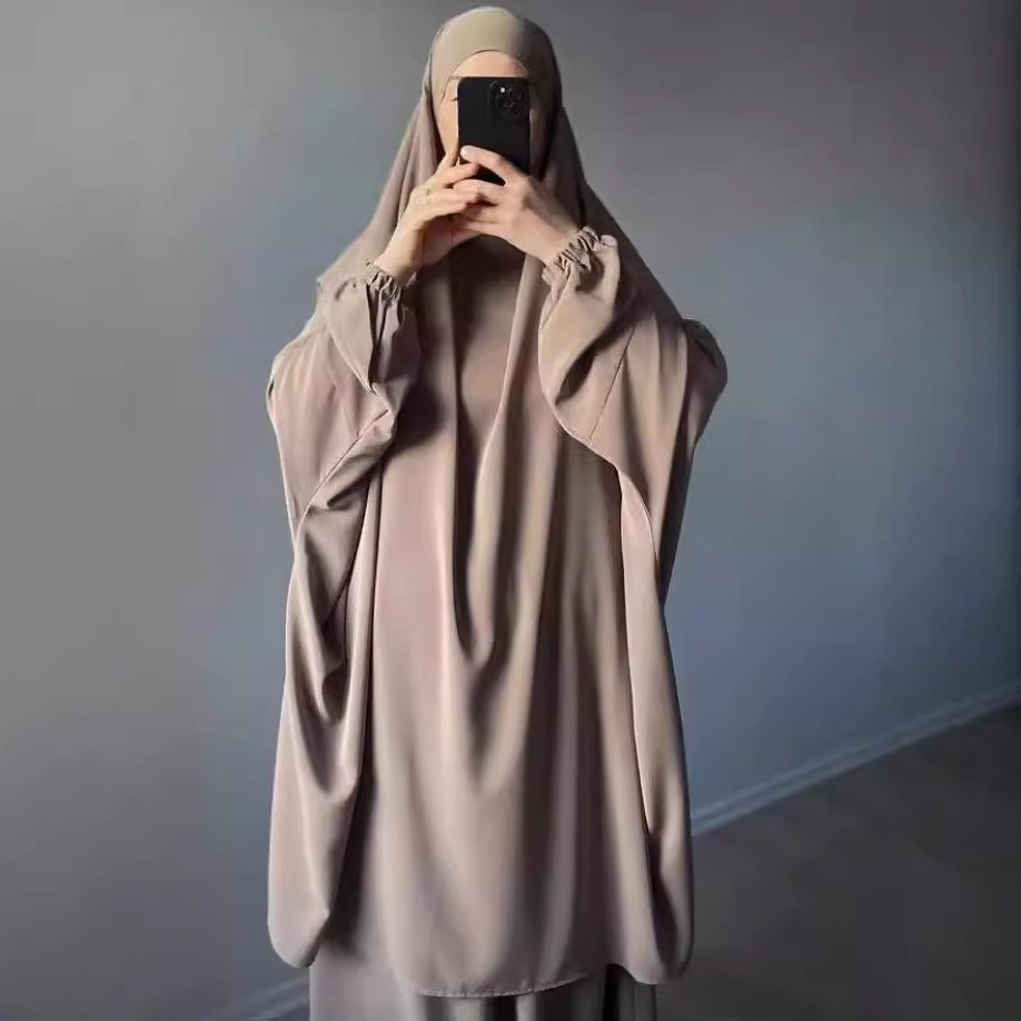 Muslim Women Kaftan Overhead Large Khimar Abaya Burka Ramadan Prayer Plain Set