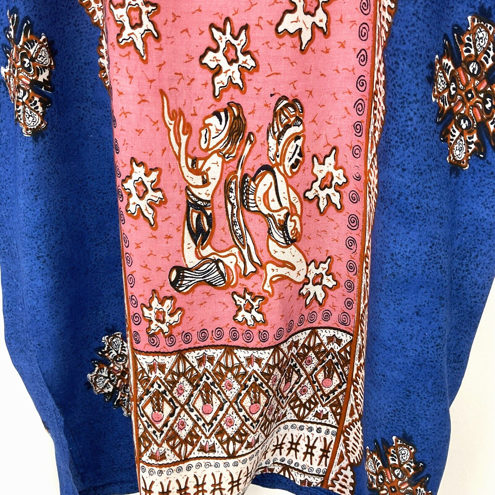 Unisex One Size Bali Tunic Batik Multicolor Pullover Elbow Sleeve Indonesia