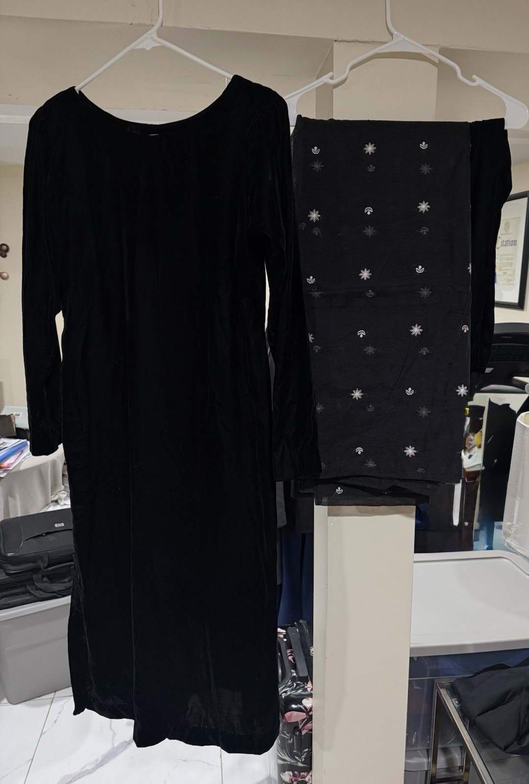 Pakistani/Indian Winter Party Wear Velvet Suit With Embroidered Dupatta