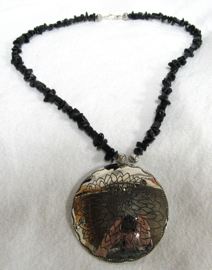 Native American Seminole Handmade Dahlia Flower Medallion Necklace C Johnson