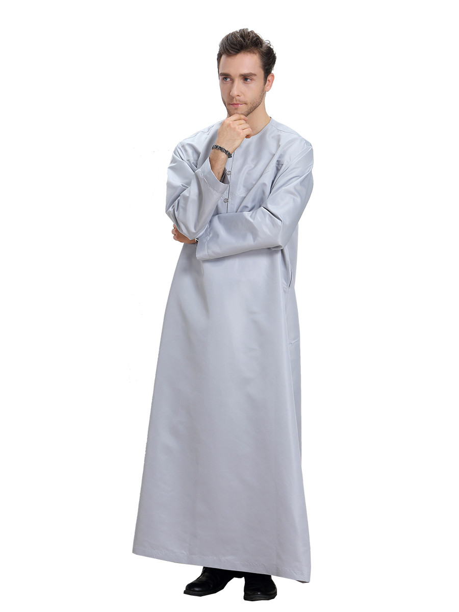 Men Muslim Saudi Thobe Galabeya Thoub Abaya Robe Dishdasha Arabic Dress Kaftan