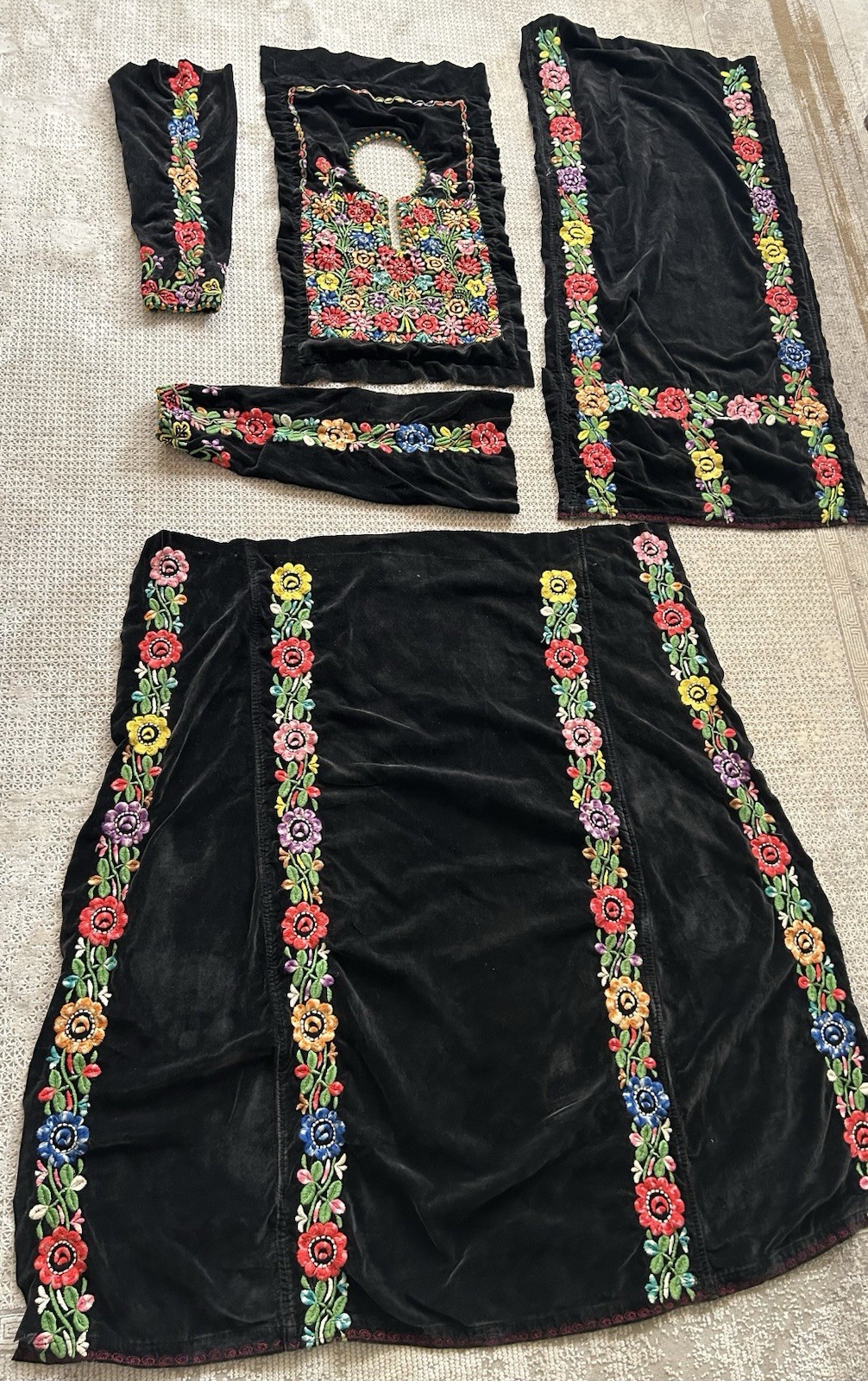 Vintage Pieces of Palestinian Tradition Thobe Hand-Embroidered Tatreez Arabic