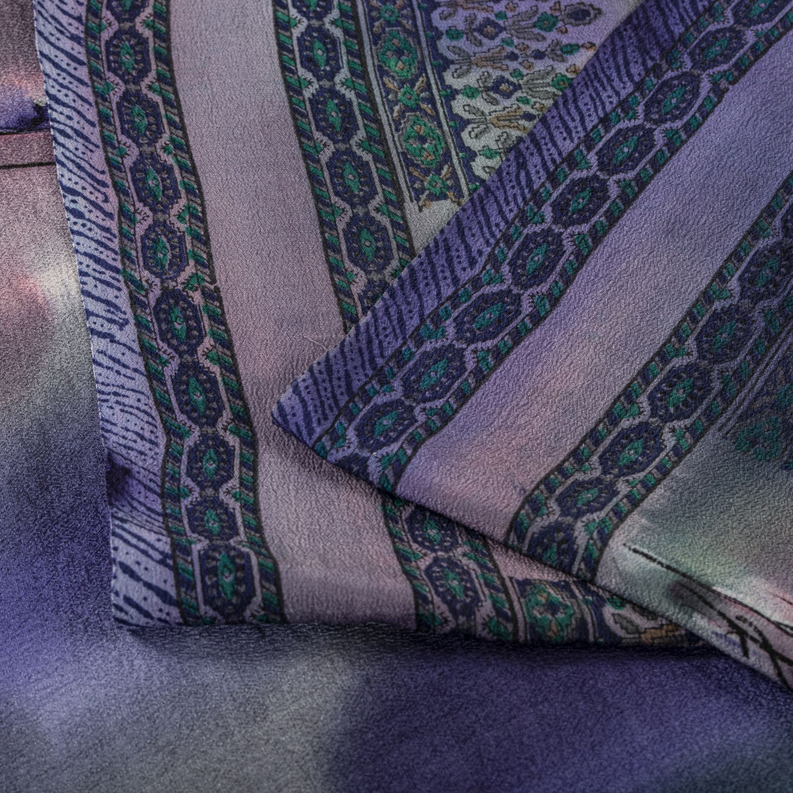 Sanskriti Vintage Saree Blue 100% Pure Crepe Digital Print Sari 5.5+Yard Fabric