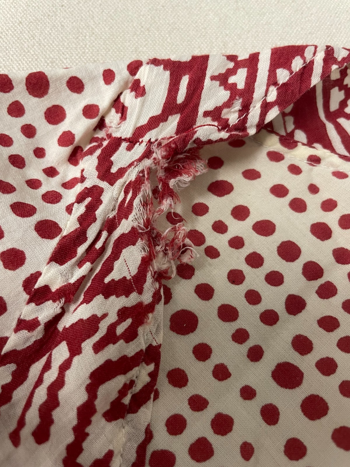 Anokhi Block Print Kurta Blouse Small Dots Top Shirt Cotton READ Scoop Red White