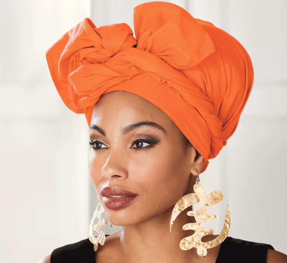 Ashro Orange Ethnic African American Pride Everyday Diva Headwrap