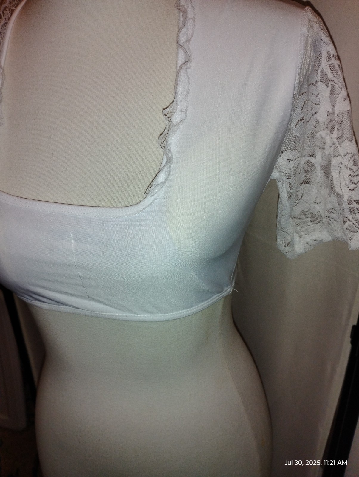 German Size 6.White Dirndl Blouse, Top, Shirt LACE ARMS Trachten.Oktoberfest