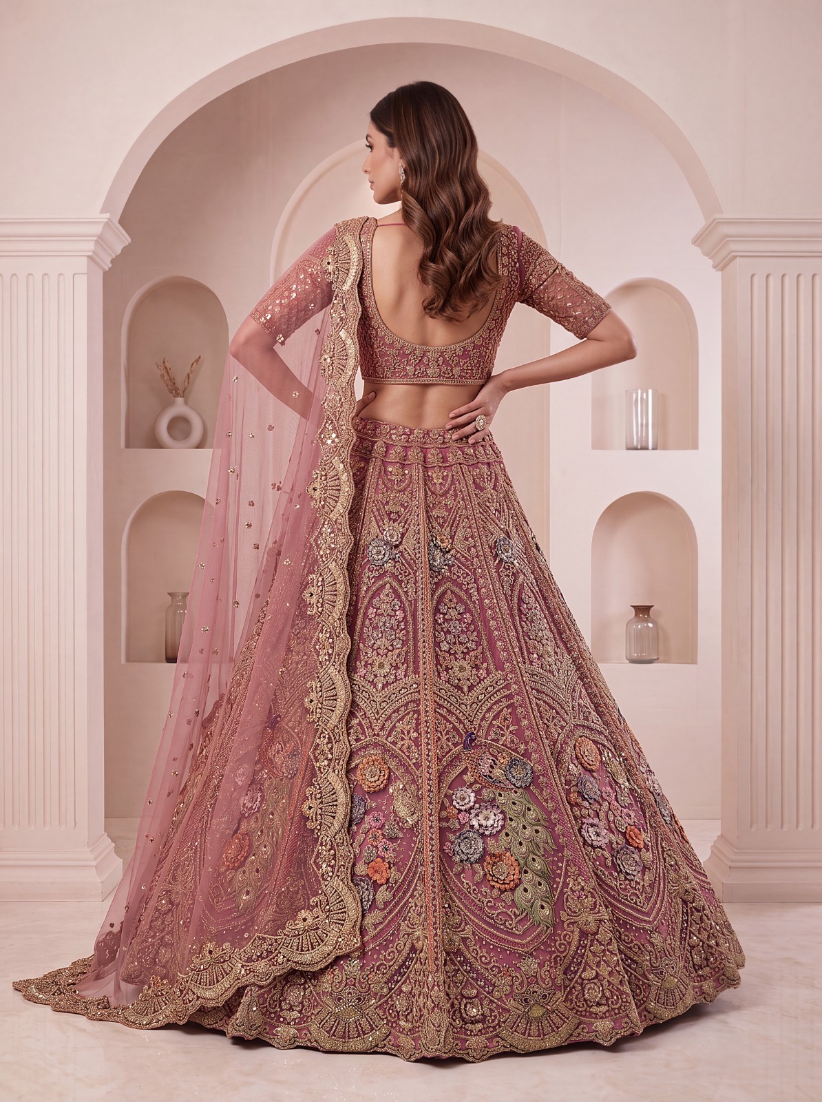 Bridal Net Lehenga Choli Peacock Zari Sequins Embroidery Party Wear Dress
