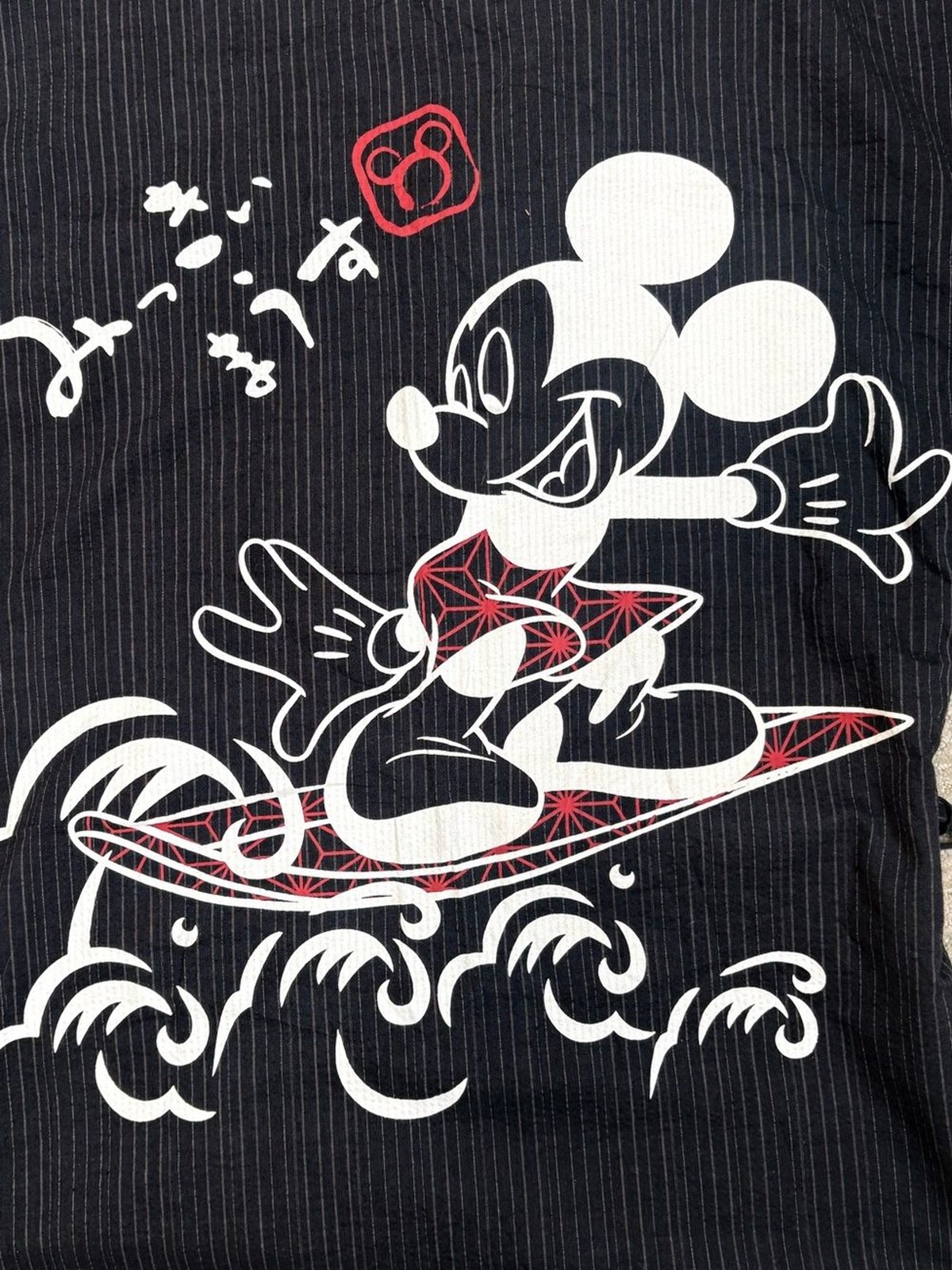 NWT Takihyo X Disney Mickey Mouse Surfer Kimono Robe Size Large Black Pinstripe