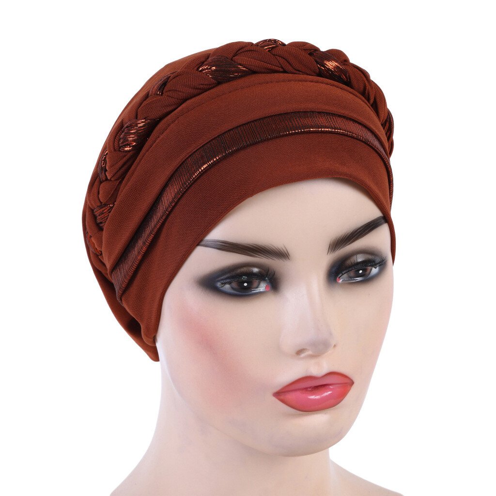 Muslim Women Braid Turban Hat Bonnet Headwrap Chemo Cap Headscarf Beanie Bandana
