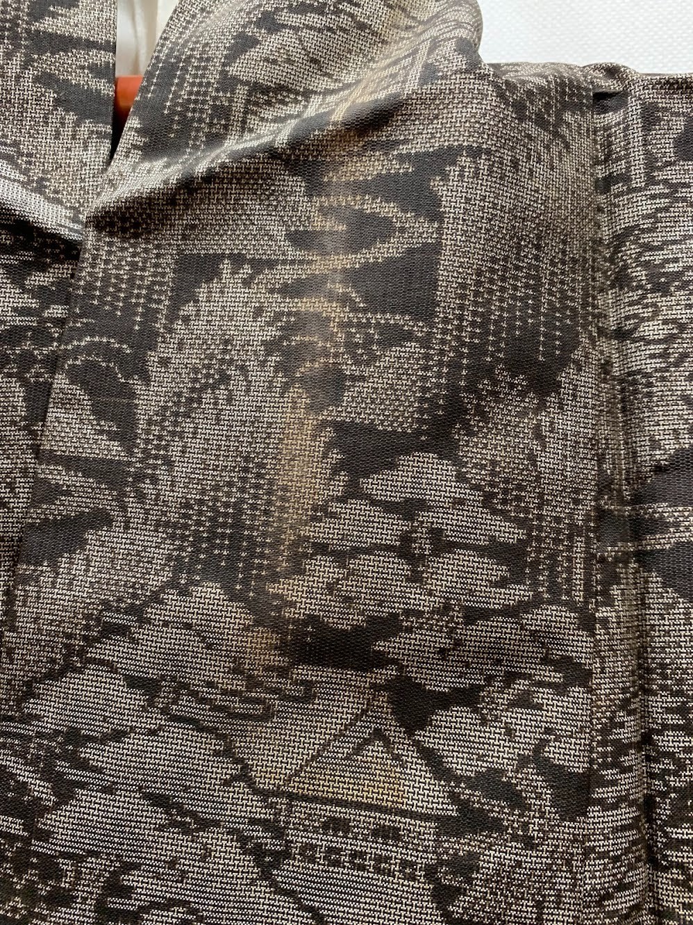Authentic Mud-Dyed Oshima Tsumugi Kimono 9-Maruki S 26in Yuki Japan Silk Scenic