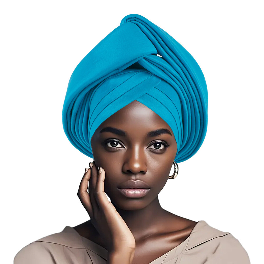 African Nigerian Women Head Wrap Hat Aso Oke Auto Gele Headtie Cap Islamic Hats