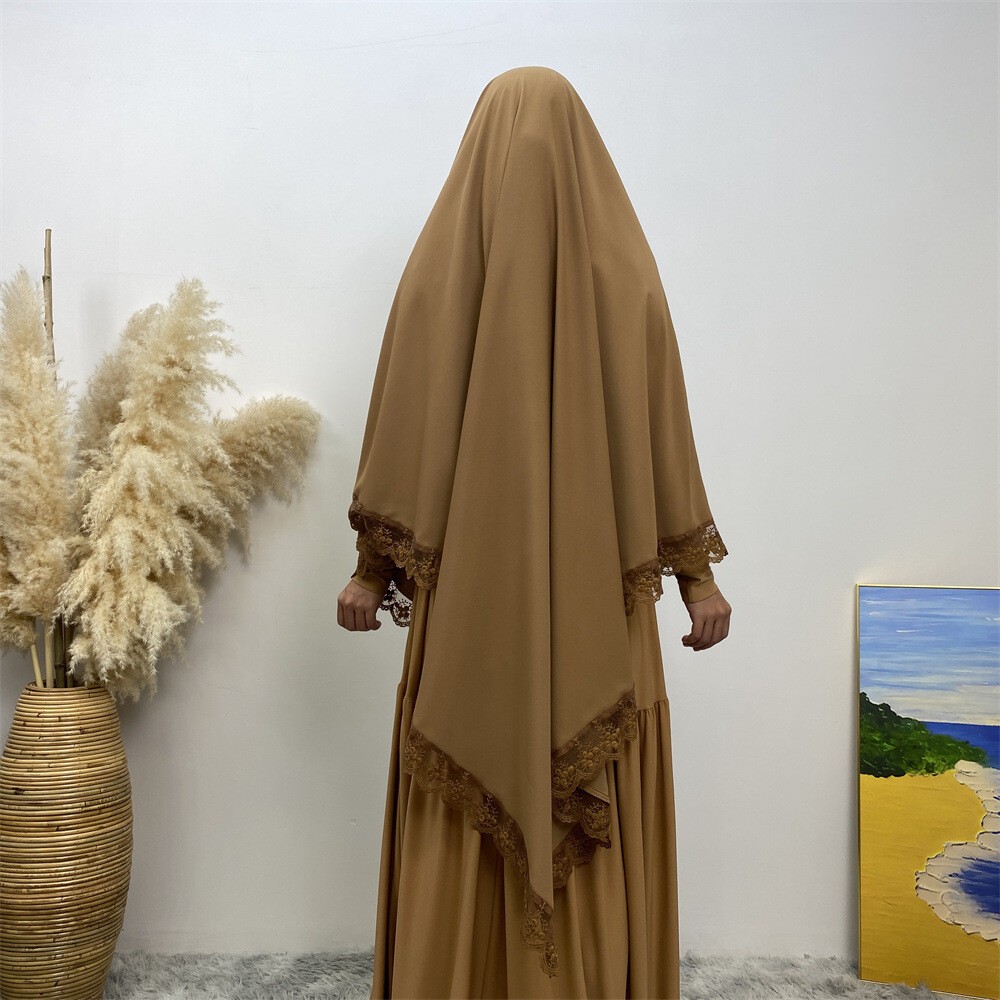 Muslim Women Overhead Khimar Prayer Garment Burqa Kaftan One Piece Hijab Top Eid