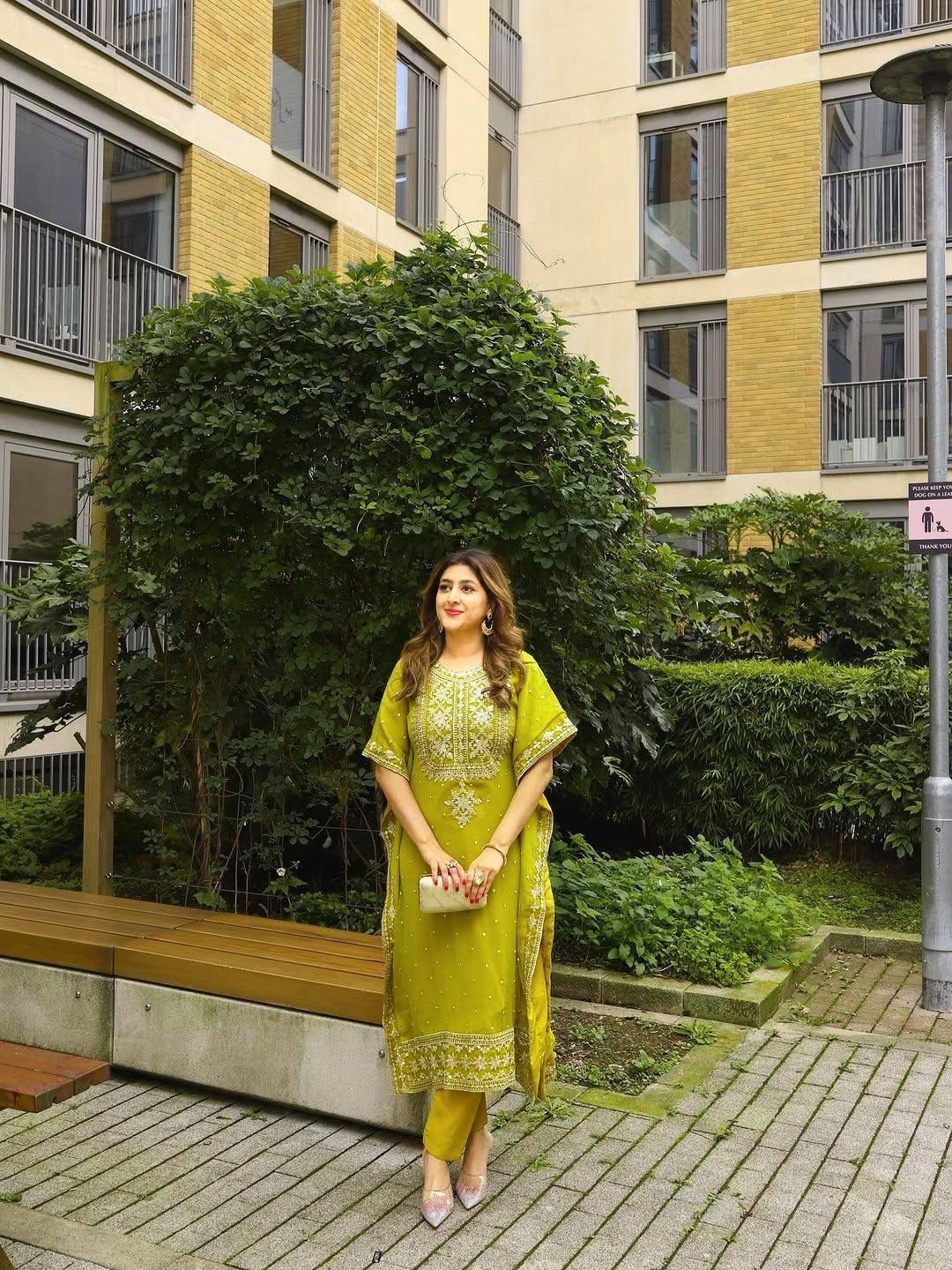 Designer Indian Pakistani KUFTAN-PANT SET Bollywood Dress Party Wear