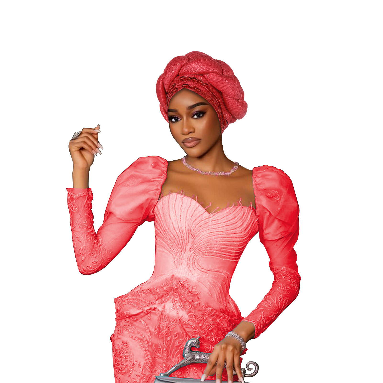 Wedding Party Women Braids Hijab Cap Aso Oke African Headtie Auto Gele Headwear