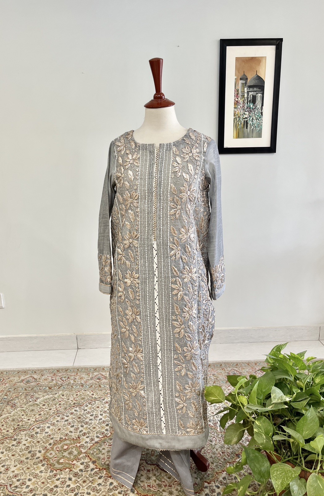 Grey Gotta collectionMint Stitched 4 Piece Indian Gotta Suit