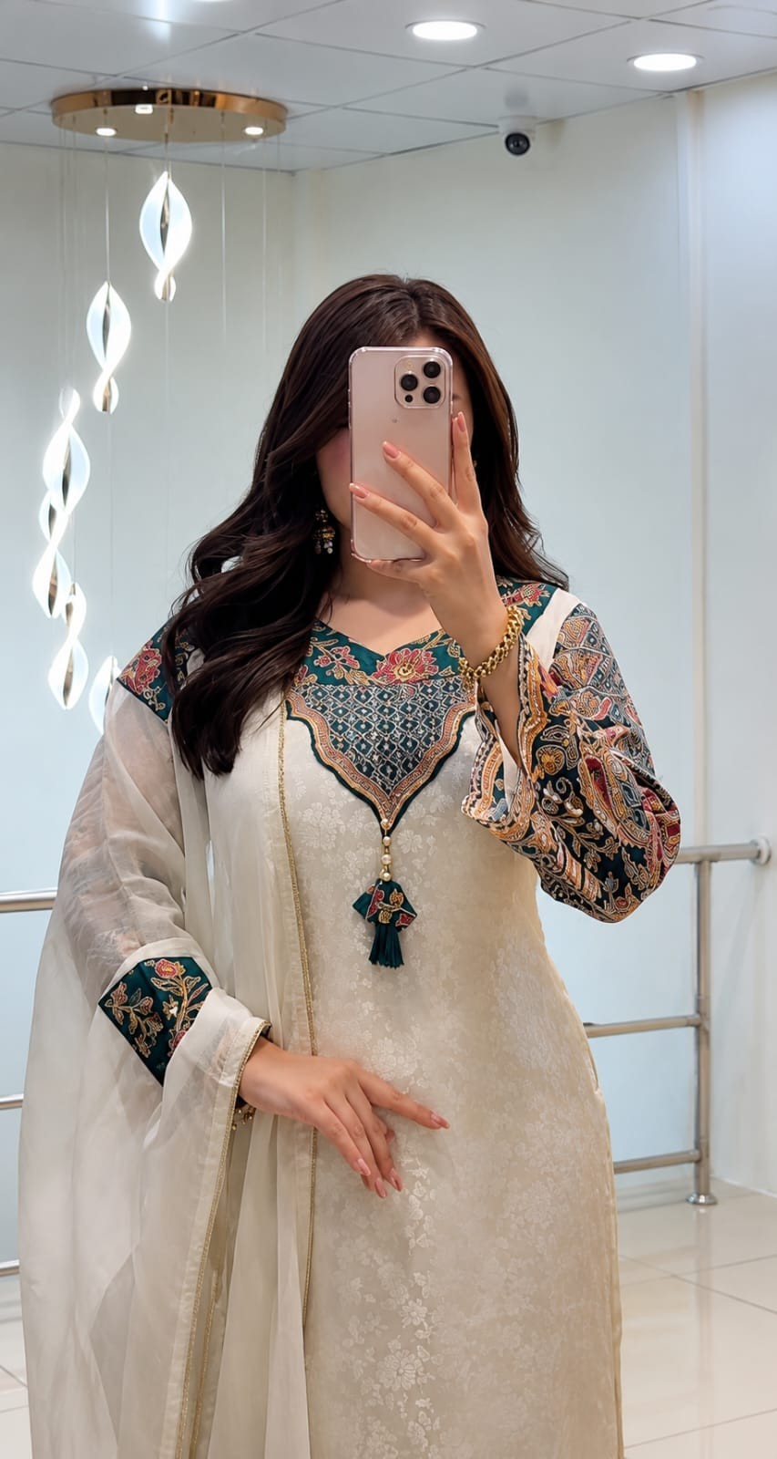 Women’s Banarasi Jacquard Suit Set Kurta Pant Dupatta Party Wear