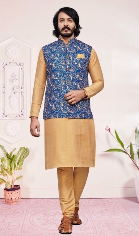 Men’s Indian Kurta, Pajama with Coty / Nehru Jacket 3pcs Set Size 40