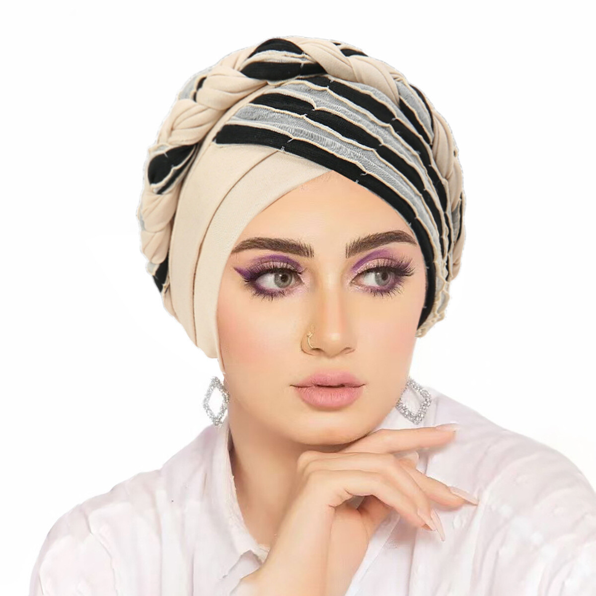 Women Muslim Vintage Head Wrap Braid Turban Cap Headscarf Hijab Headwear Bonnet