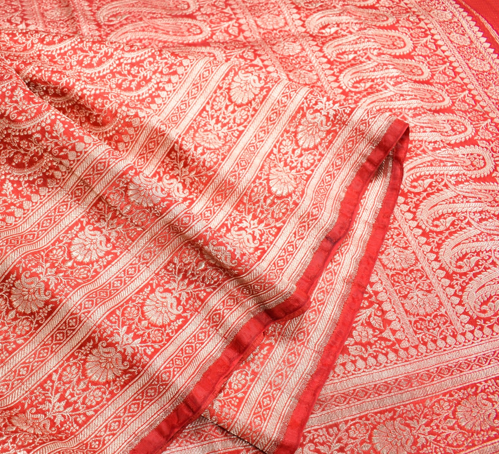 Sushila Vintage Heavy Saree Blend Satin Silk Banarasi Brocade Woven Sari Fabric