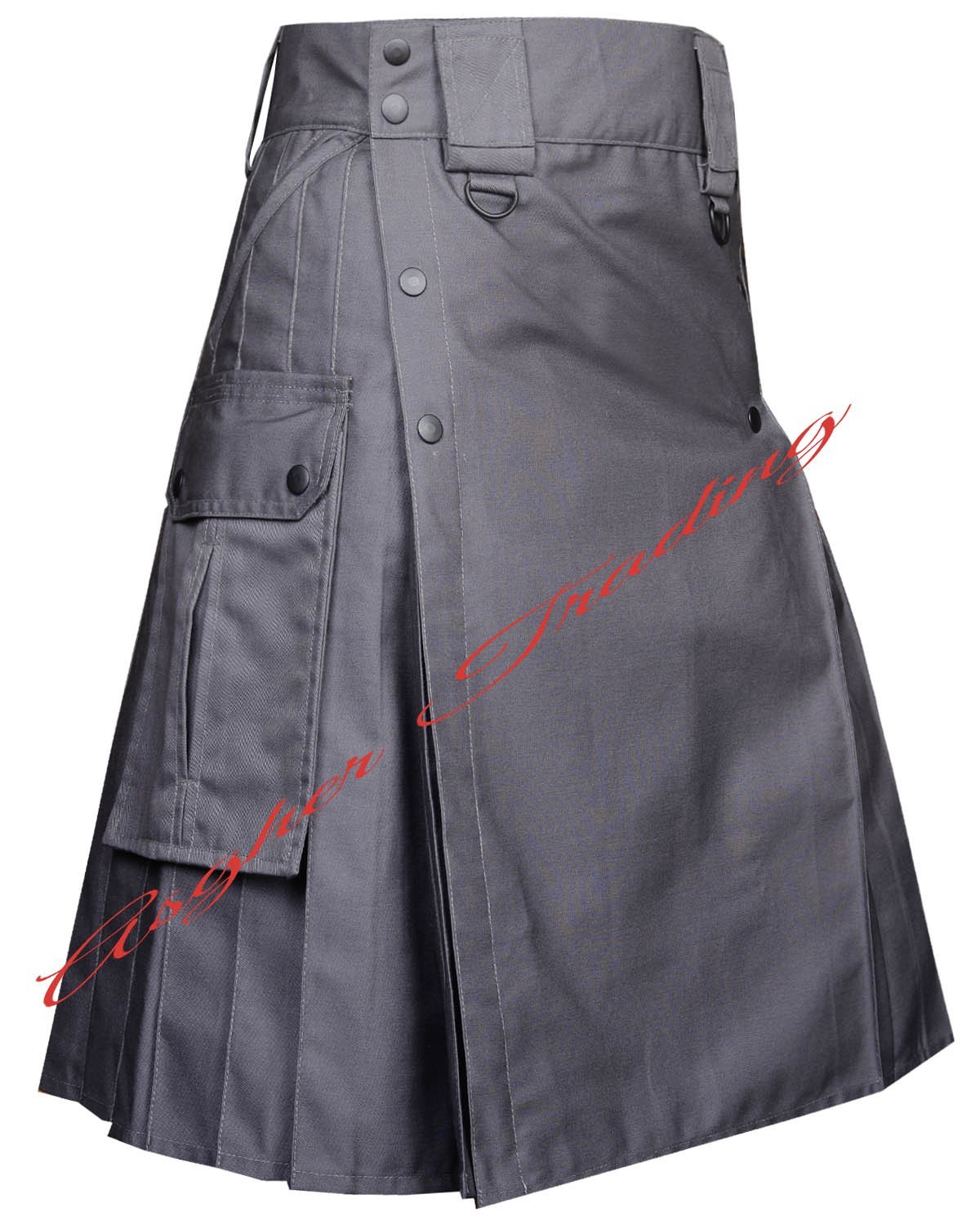 Men’s Highland Dress Modern Kilt Gray Cotton Tactical Style Kilts & Custom Size