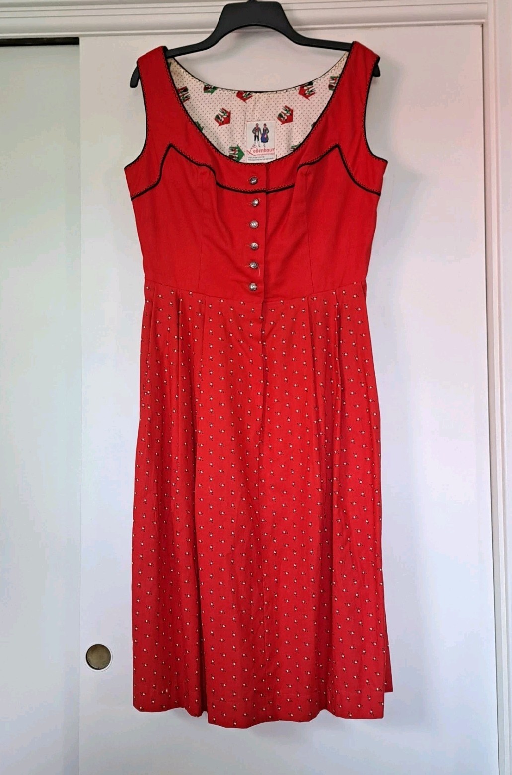 Vtg Lodenbaur Dirndls Dress Sz 46 Trylolean Bavarian Innsbruck Austria Red Boho