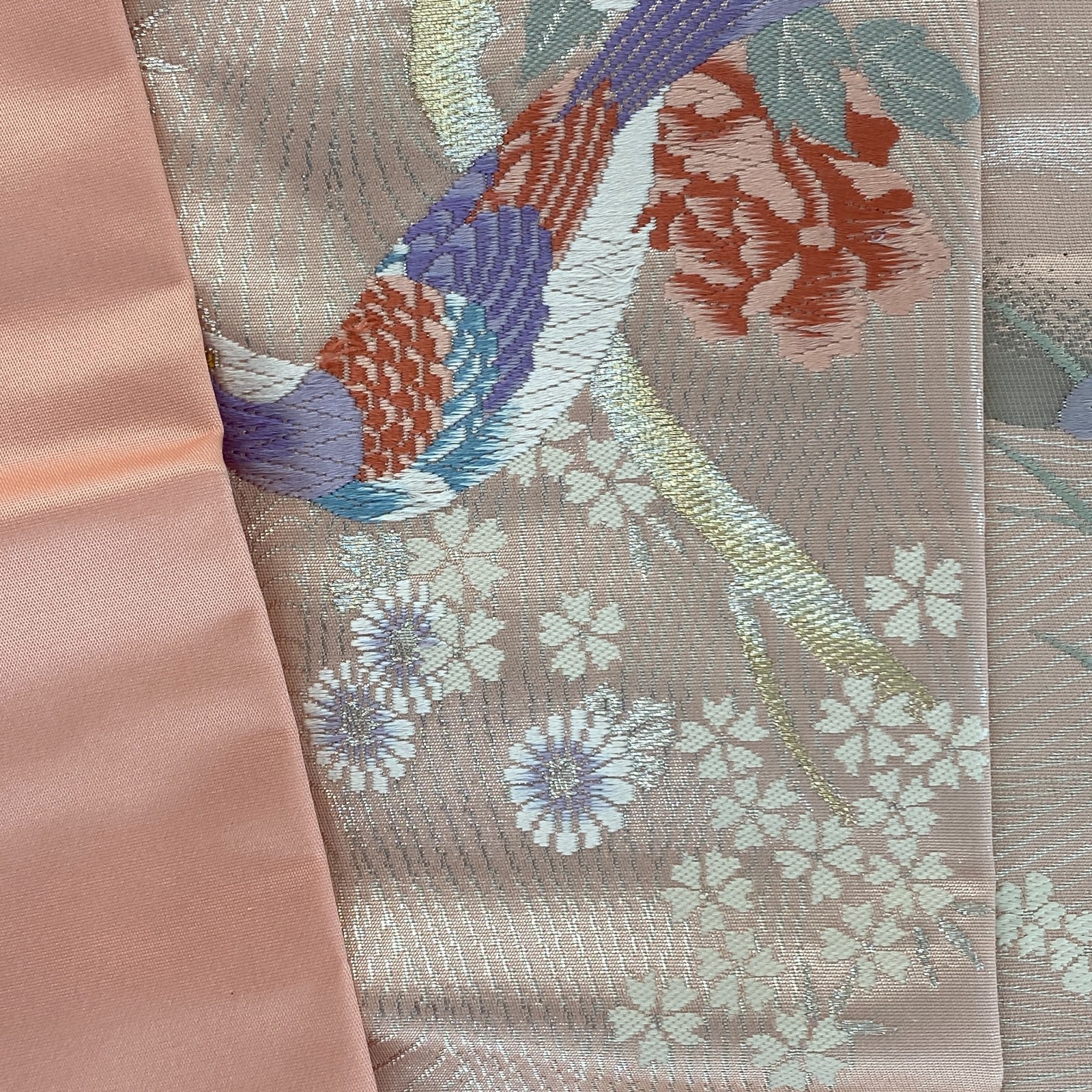 Japanese Vintage Kimono Nagoya Obi Silk Pink Traditional Embroidery 139x 11in