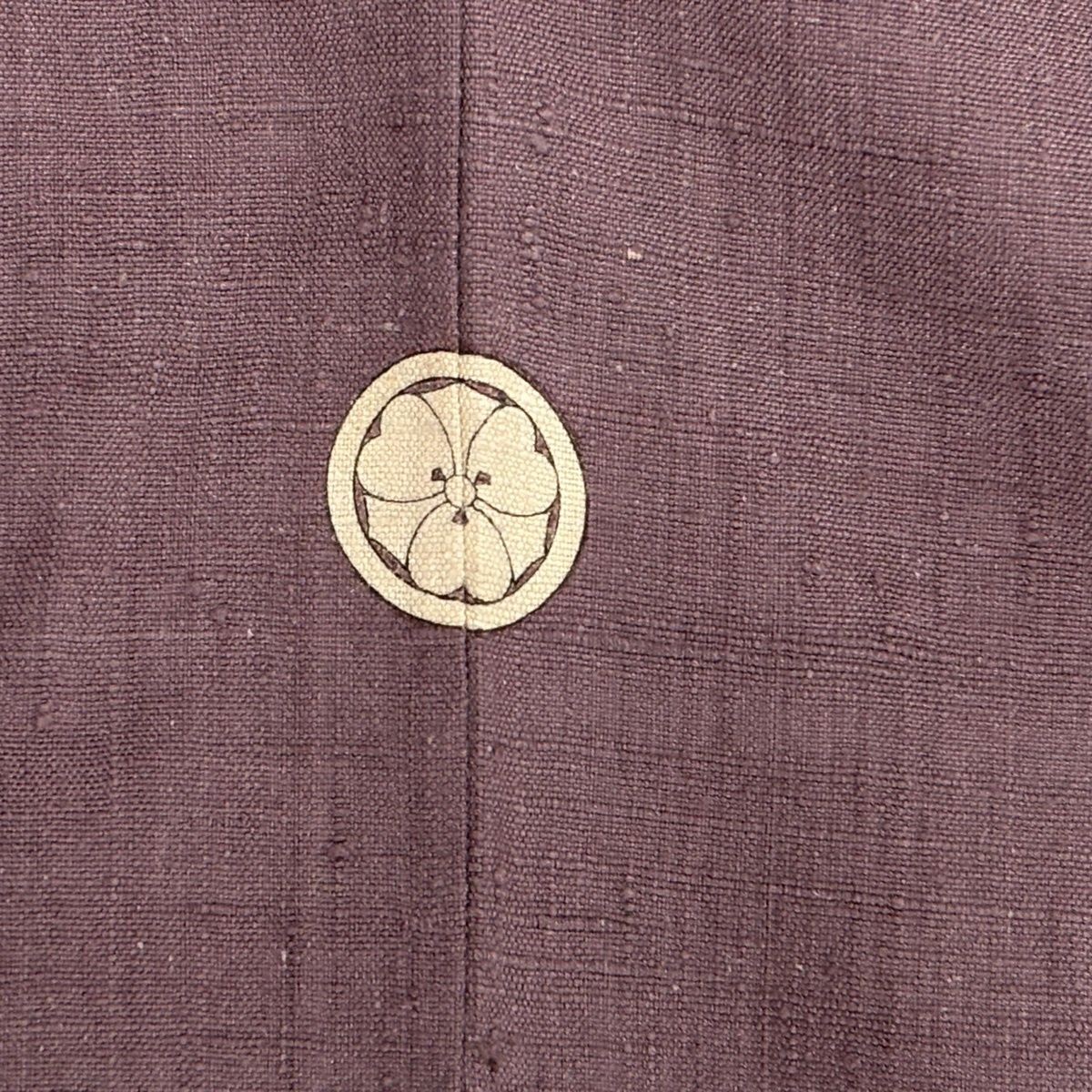 Tsumugi Kimono Certificate Single Crest Gray Purple Silk 156.5cm M Lined