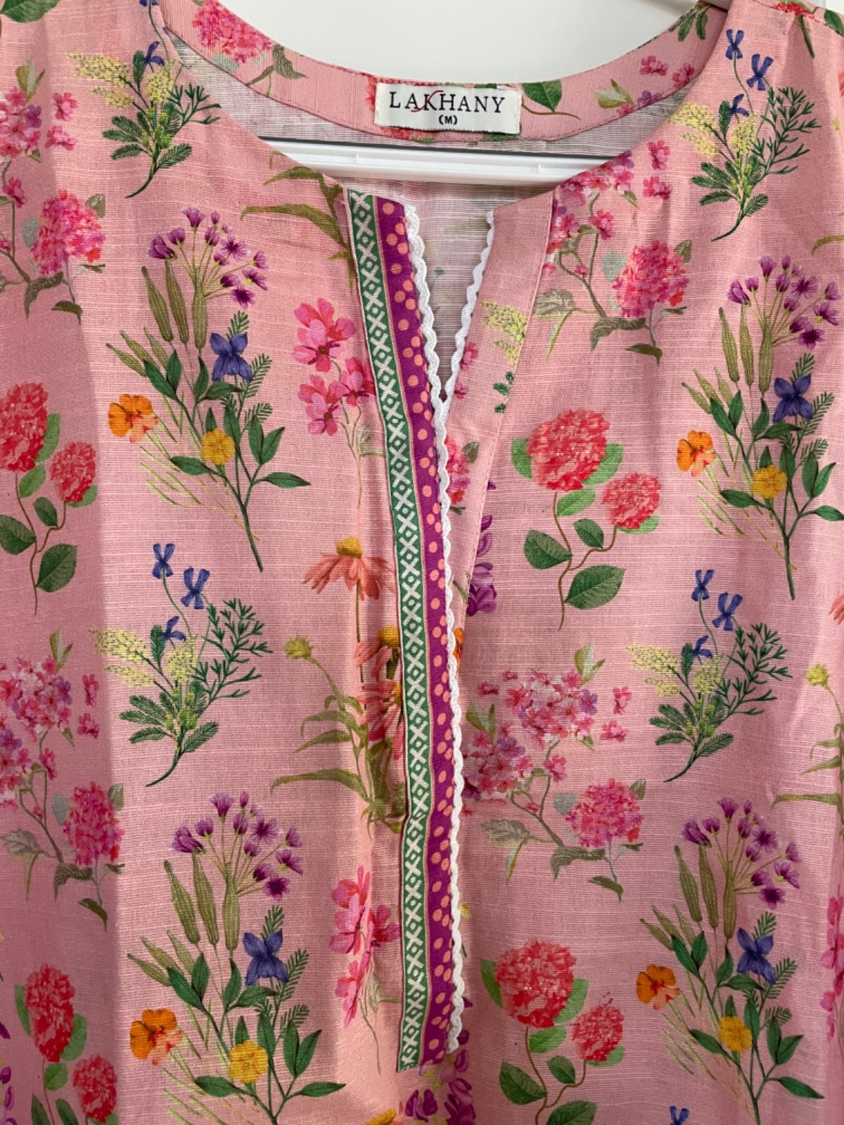 2 piece Ready to wear pink printed shirt & Trouser Fabric Khaddar .Brand Lakhany