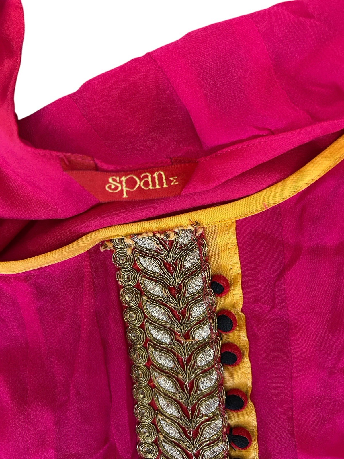 ✨Pink and black anarkali Kurta style maxi dress with gold accents✨