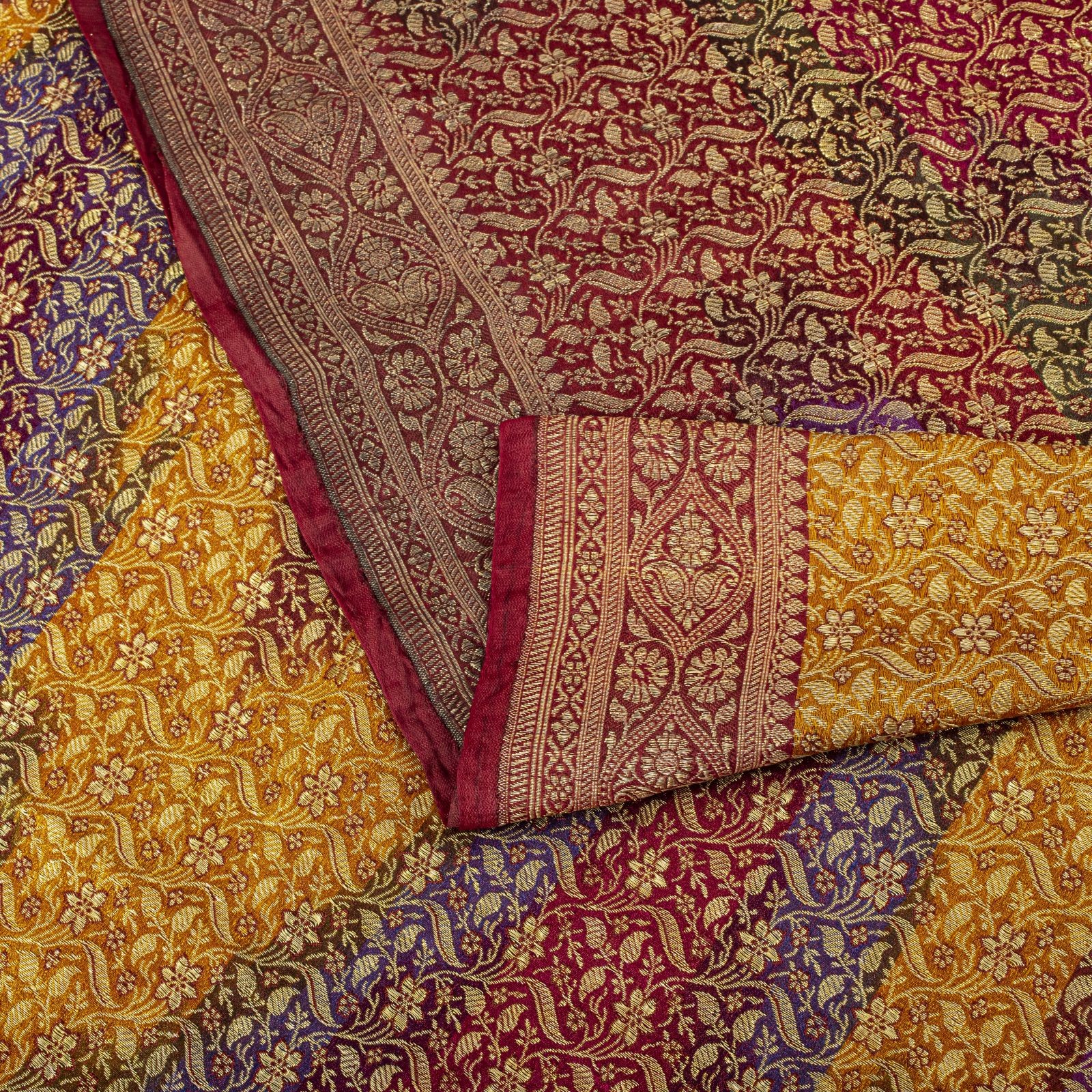 Sanskriti Vintage Multicolor Blend Silk Saree Rangkat Banarasi Brocade Zari Sari