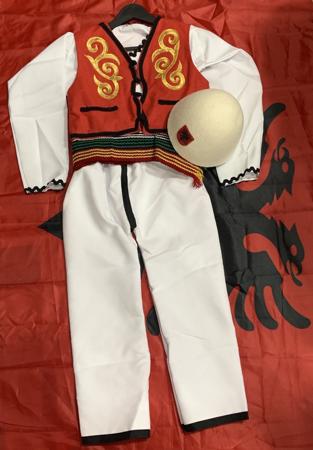 NEW ALBANIA TRADITIONAL FOLK COSTUME SUIT BOYS MEN-6-8 YEARS-HANDMADE
