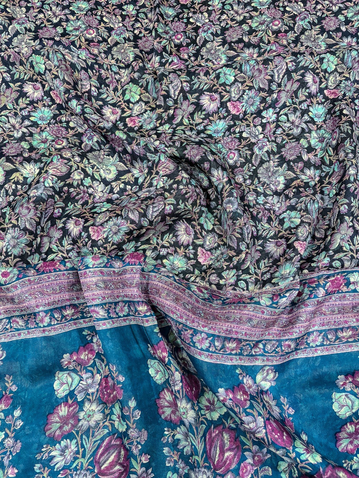 Vintage Blue Chiffon Silk Saree | Lightweight Fabric for DIY & Sewing CS1008