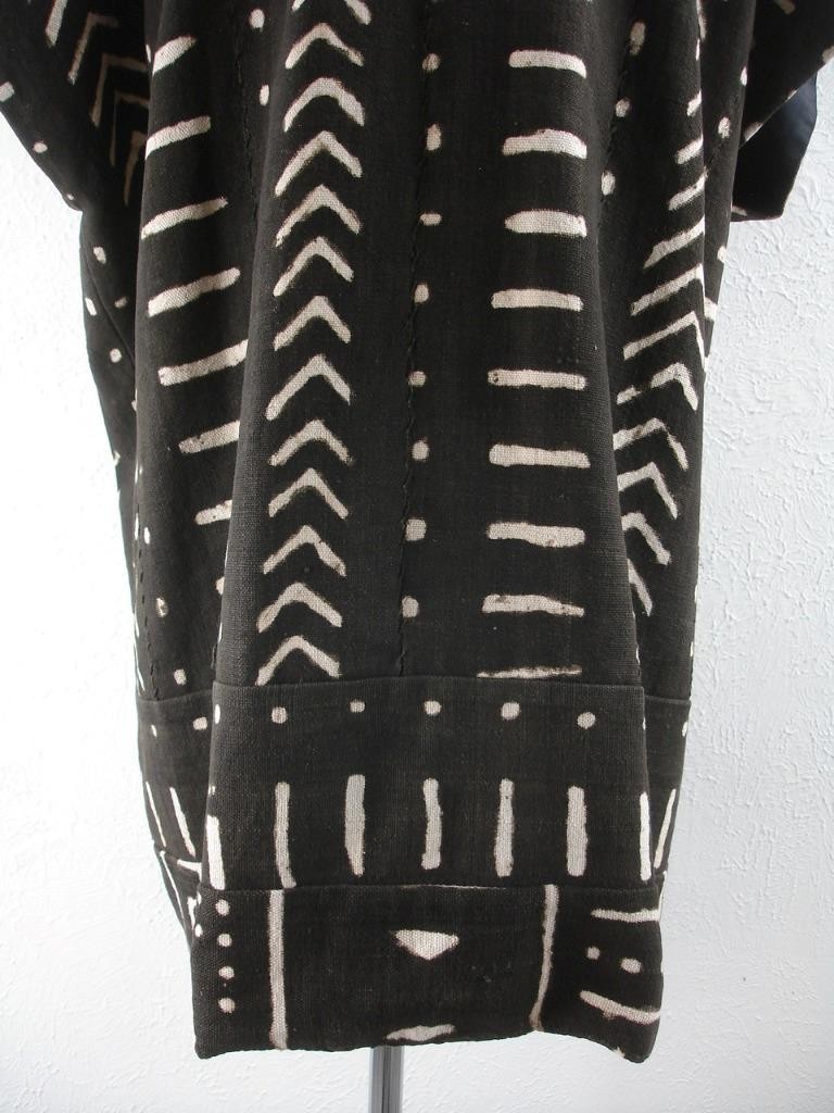 Men’s L Women’s XL African Vest Jacket Traditional Mudcloth Brown Open Front Vtg