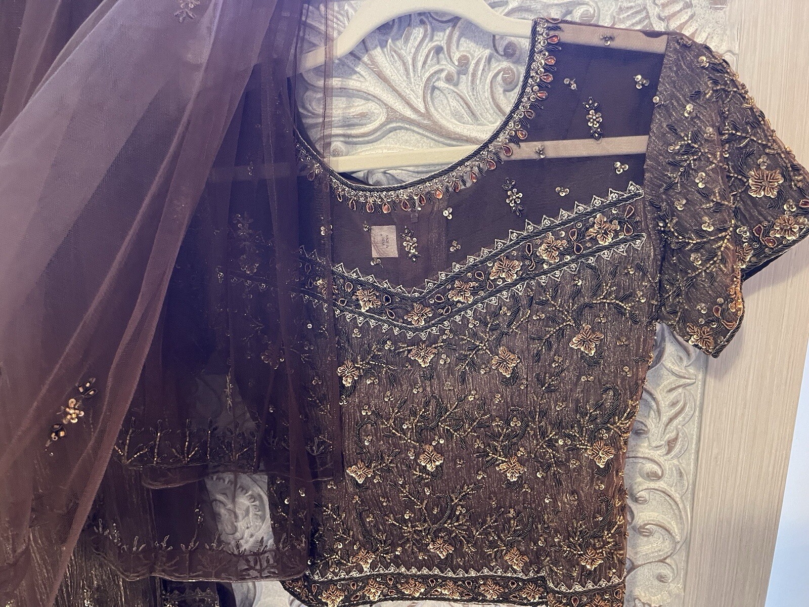 Bronze Desi/Indian/Pakistani Wedding/Party Shalwar kameez/Dress with Accessories