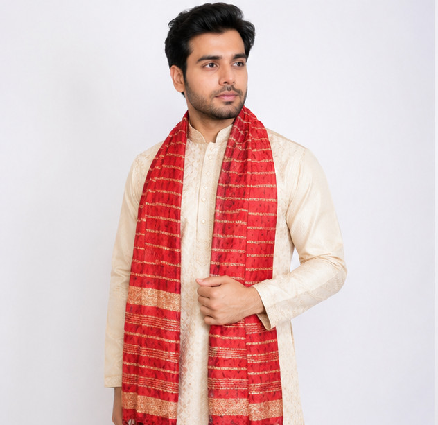 Men Scarves Indian Wedding Chunni Traditional Dupatta Wedding Sherwan Chunni