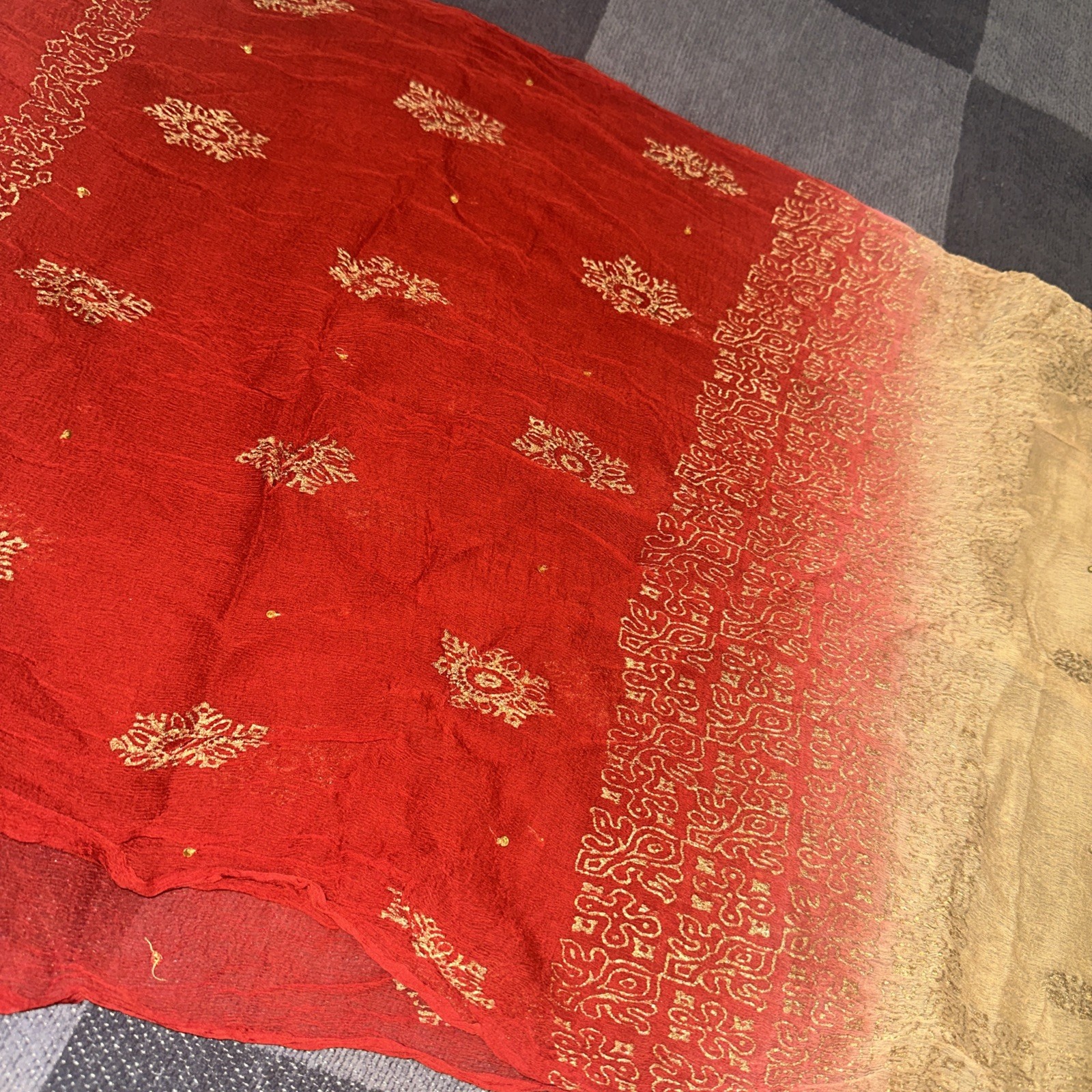 Vintage Indian Sheer Material For Saree 17×80